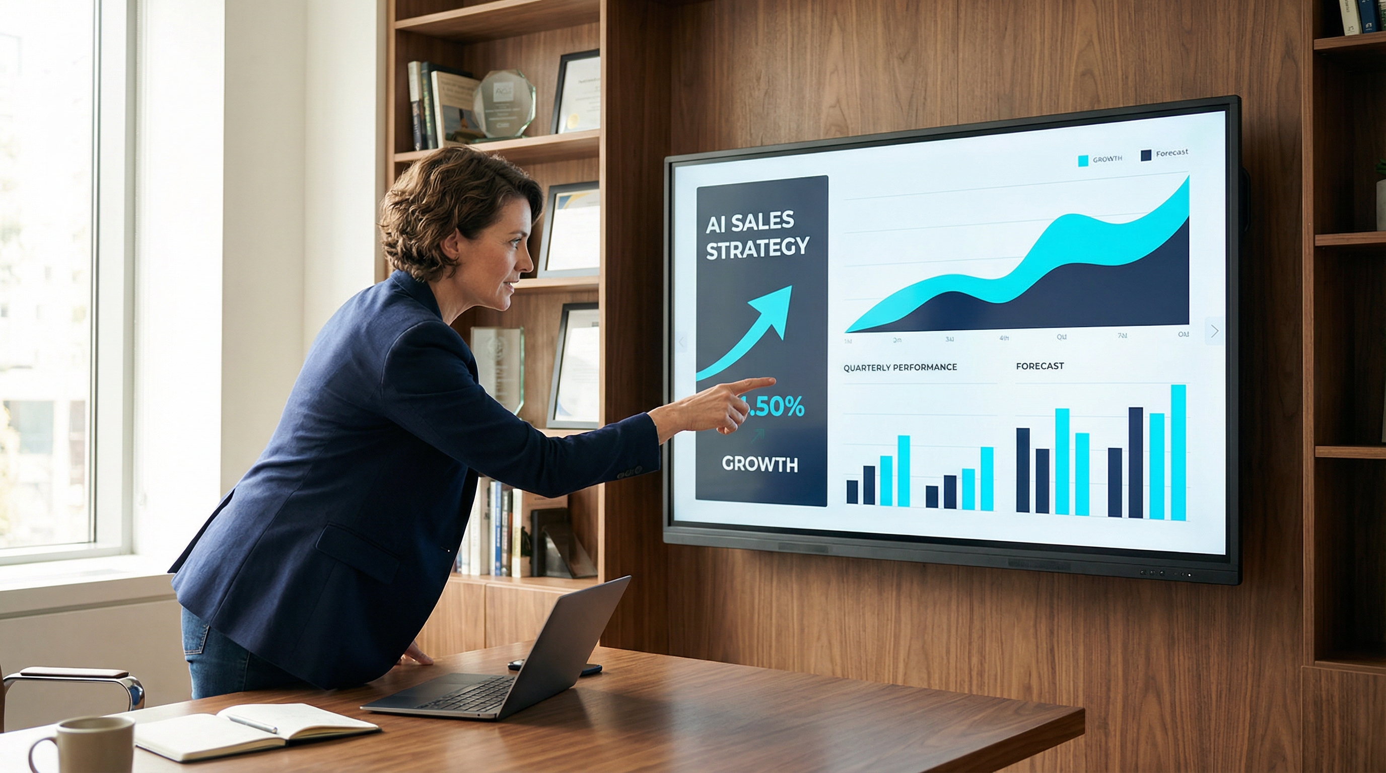 Rising glowing neon graph lines ascending rapidly across dark, polished obsidian cubes. Minimalist 3D composition symbolizing infinite growth and precision. Sleek futuristic lighting with cyan and violet gradients, high contrast.