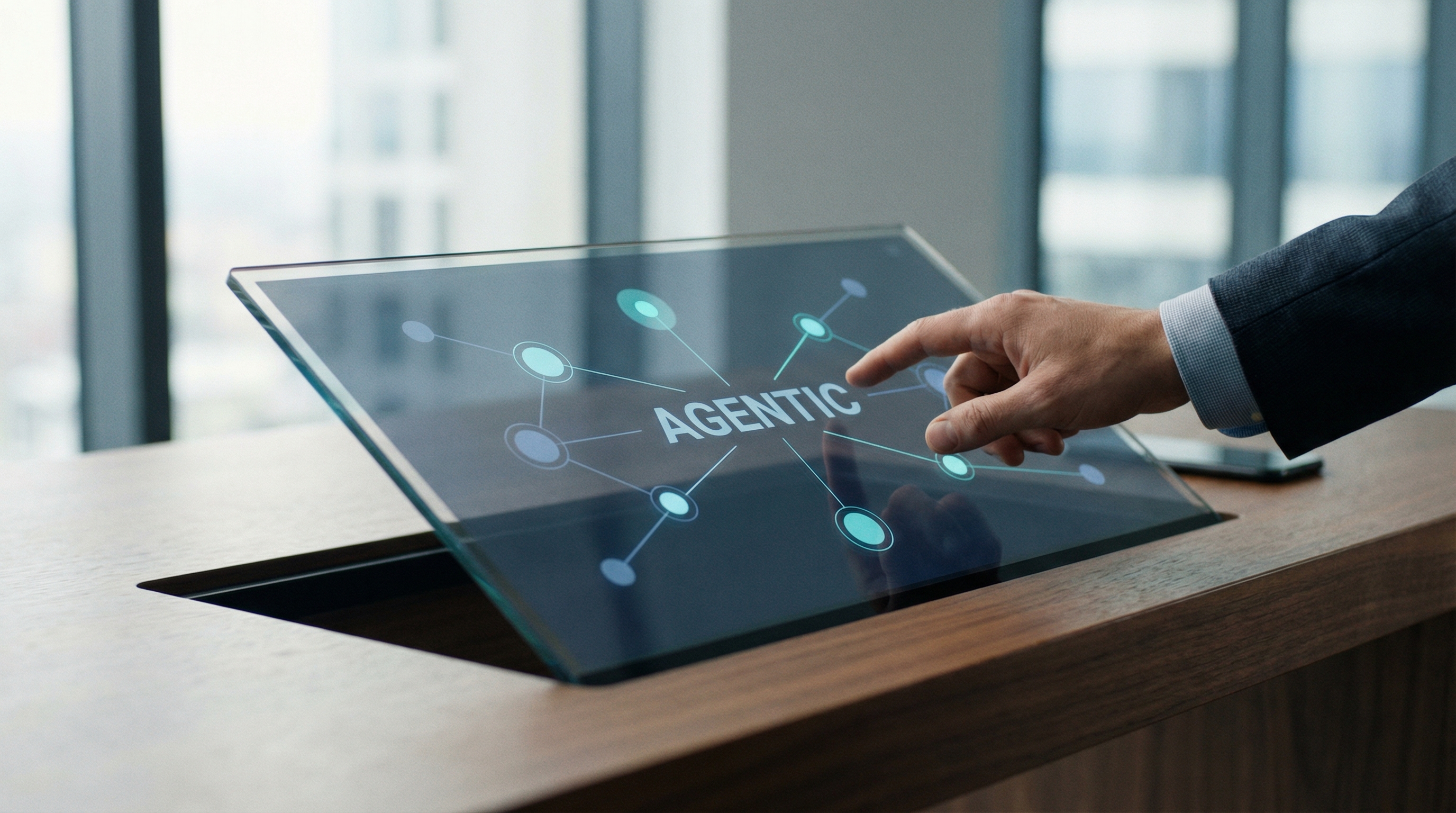 A floating, faceted gemstone core glowing with violet and cyan neon gradients. It hovers over sleek black steps rising out of darkness, symbolizing AI infrastructure elevating performance. Minimalist, high-gloss 3D render.