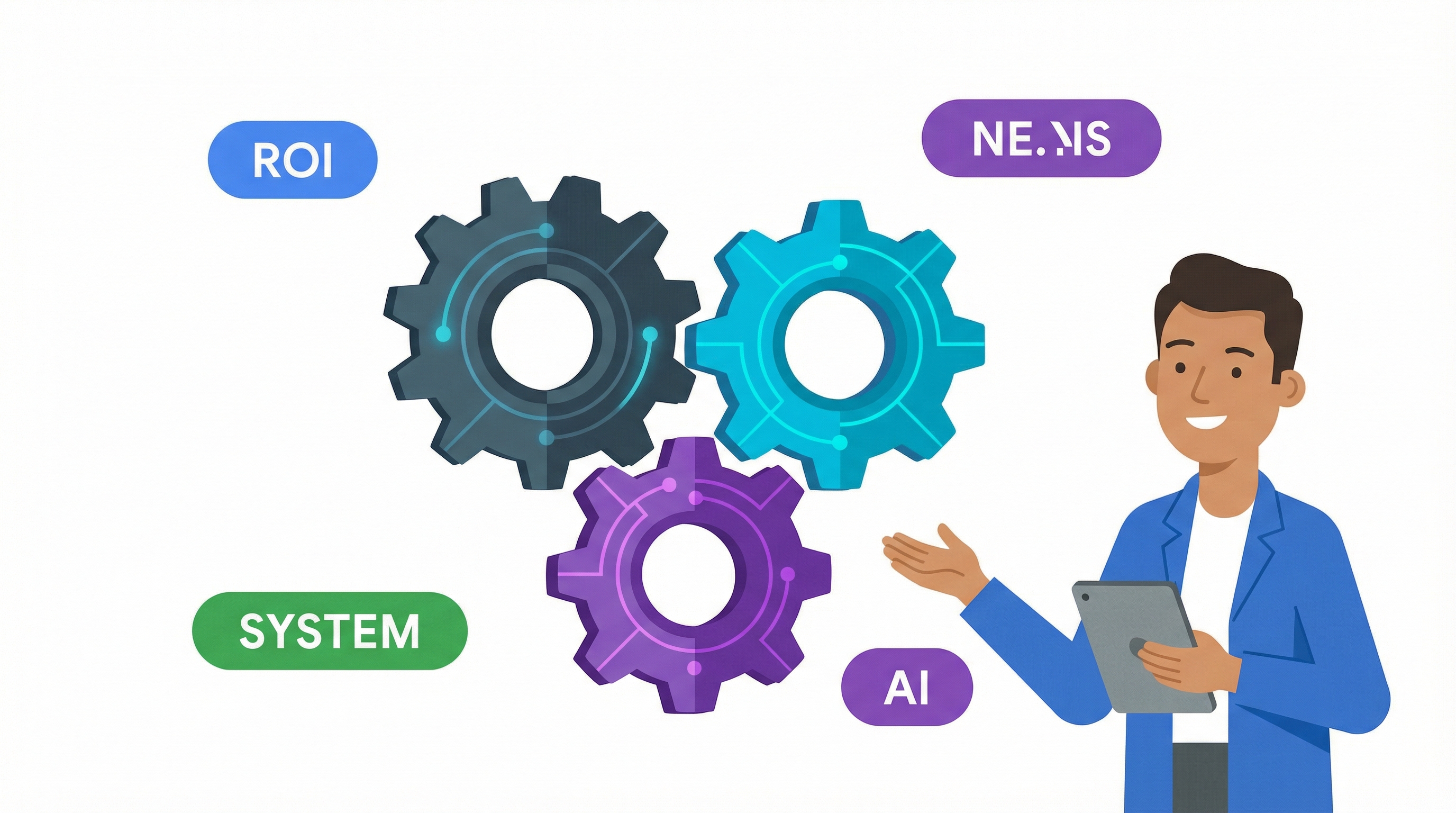 Infographic showing an AI Automation Agency's system driving ROI and reducing operational costs.