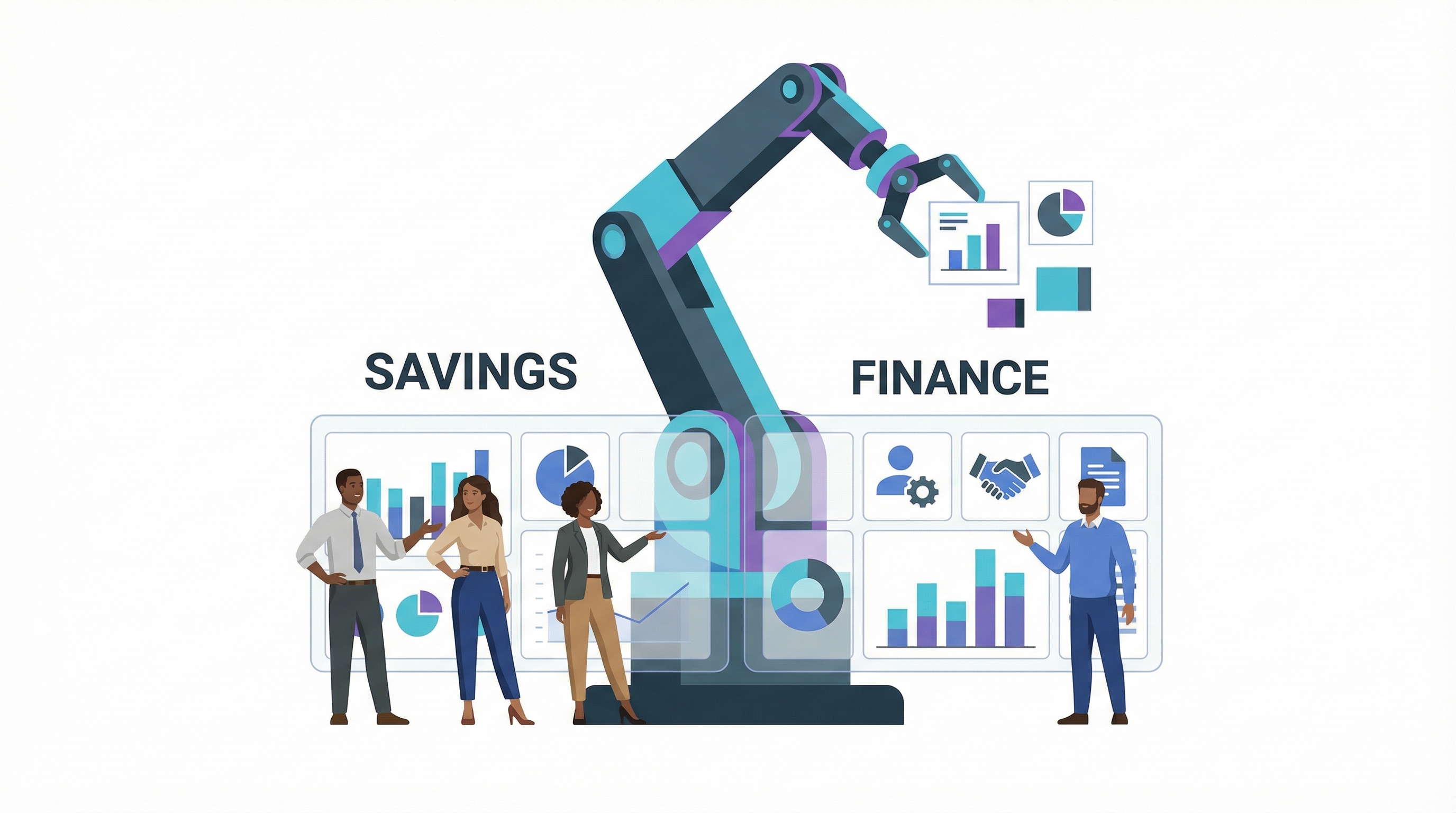 Infographic showing the financial benefits of AI automation in business, highlighting 35% cost reduction.