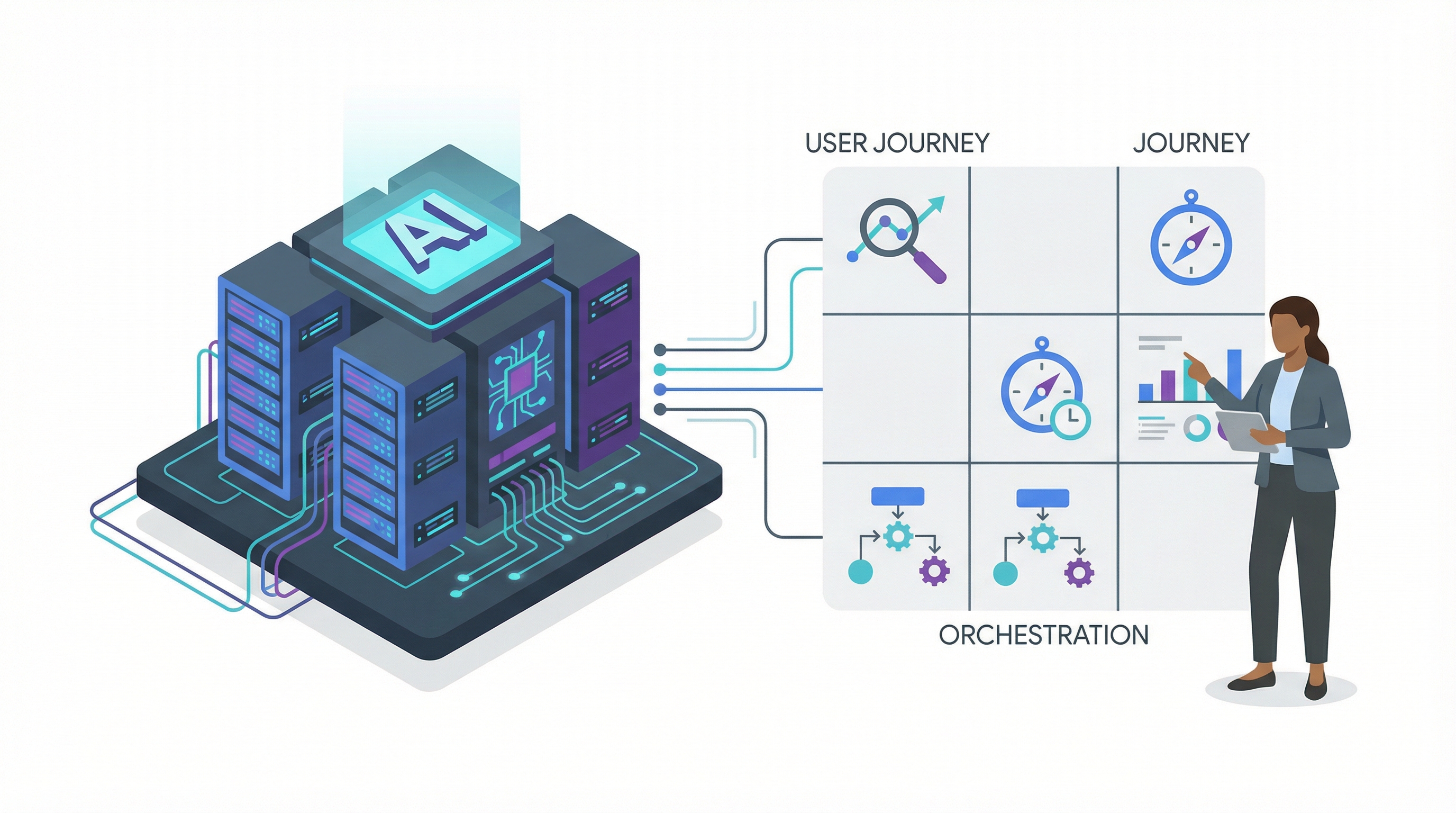 A graphic defining an AI Automation Website with its workflow automation and orchestration capabilities.