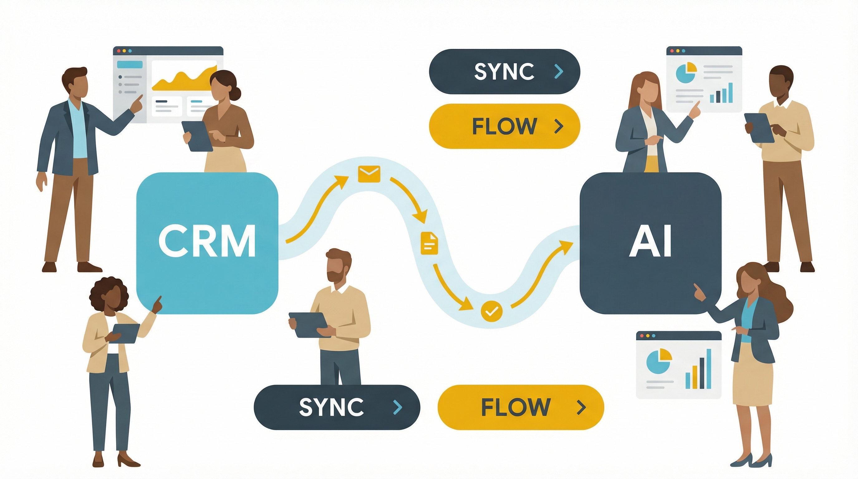 Tech stack illustration to automate customer onboarding with HubSpot CRM and AI integration