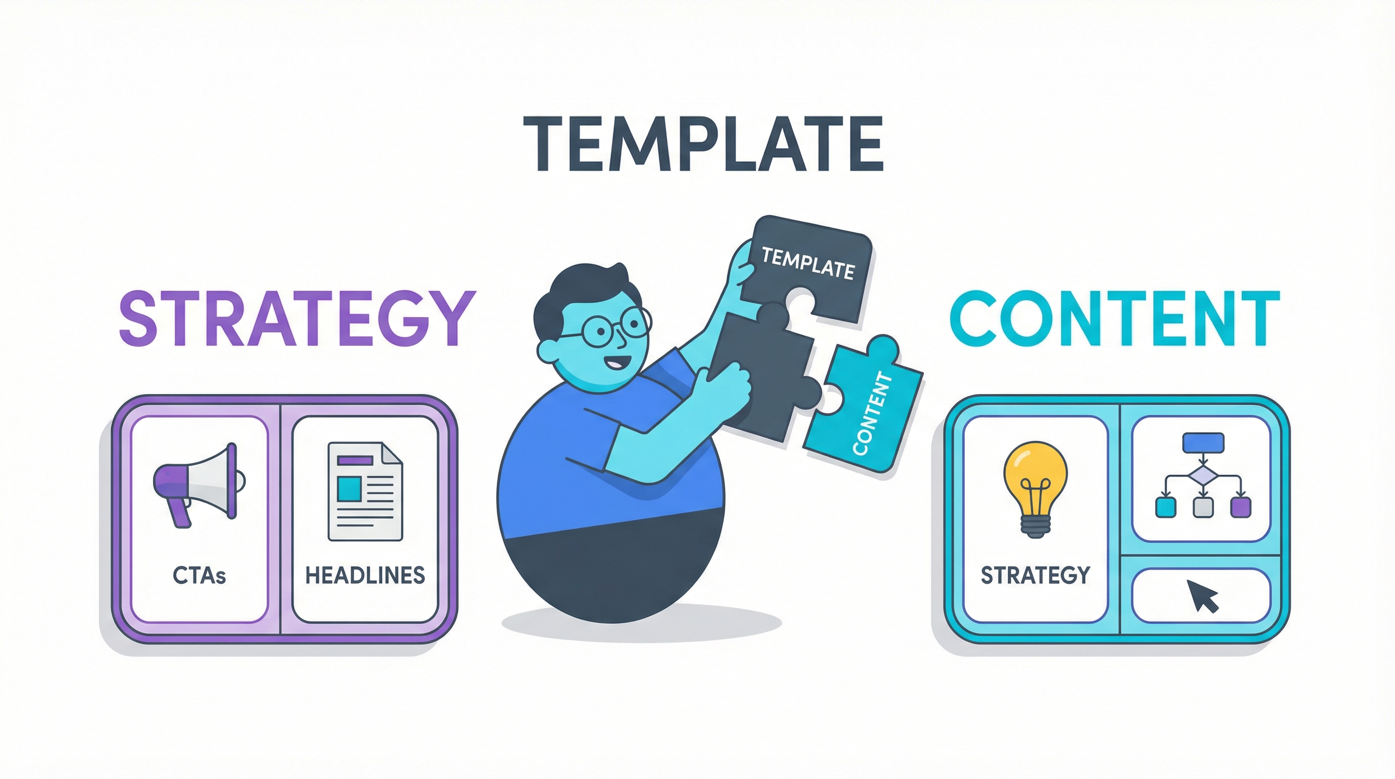 A flowchart outlining the first step in creating dynamic landing pages with AI: strategy.