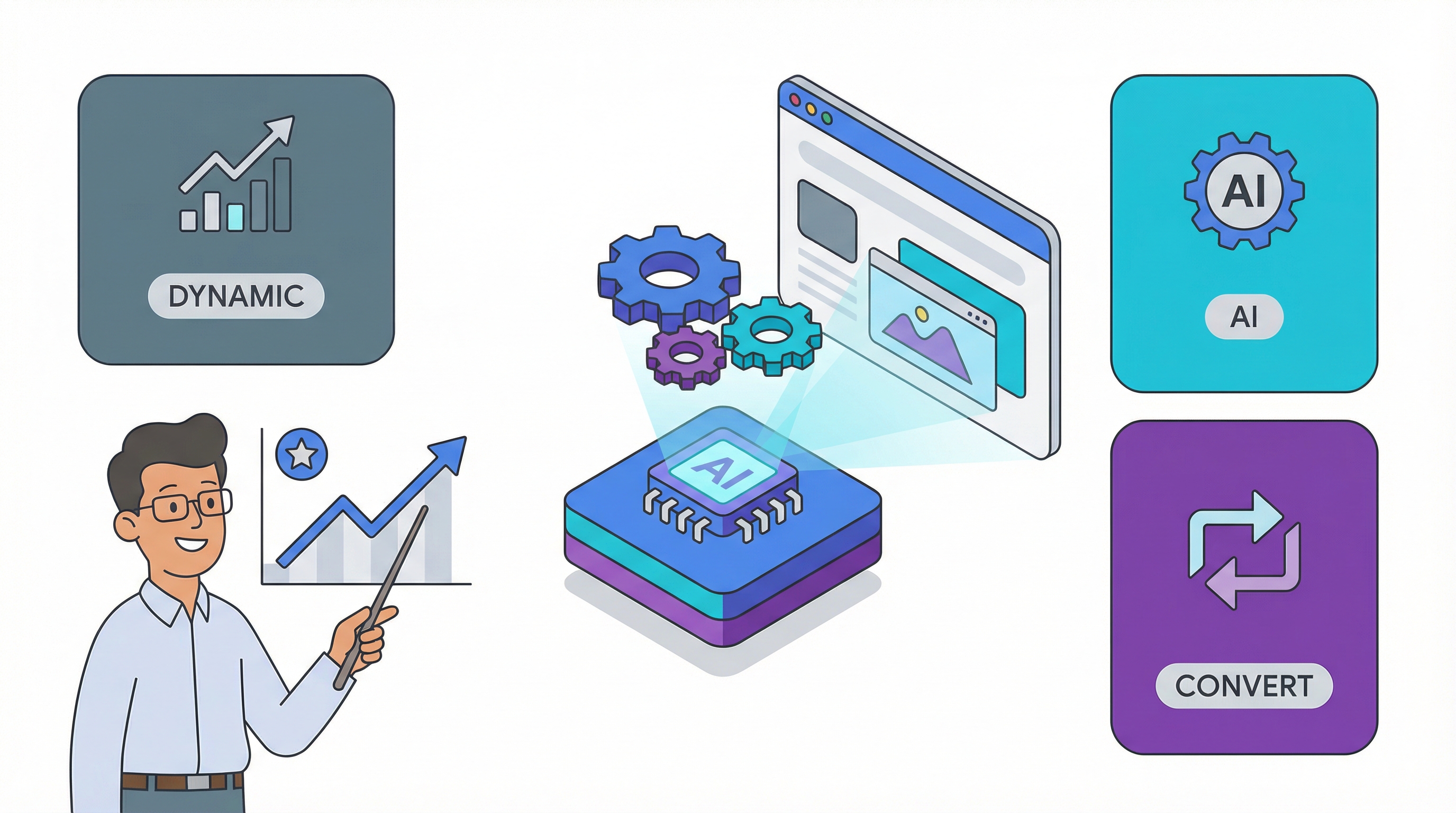 Creating dynamic landing pages with AI optimization for high-converting, professional results.