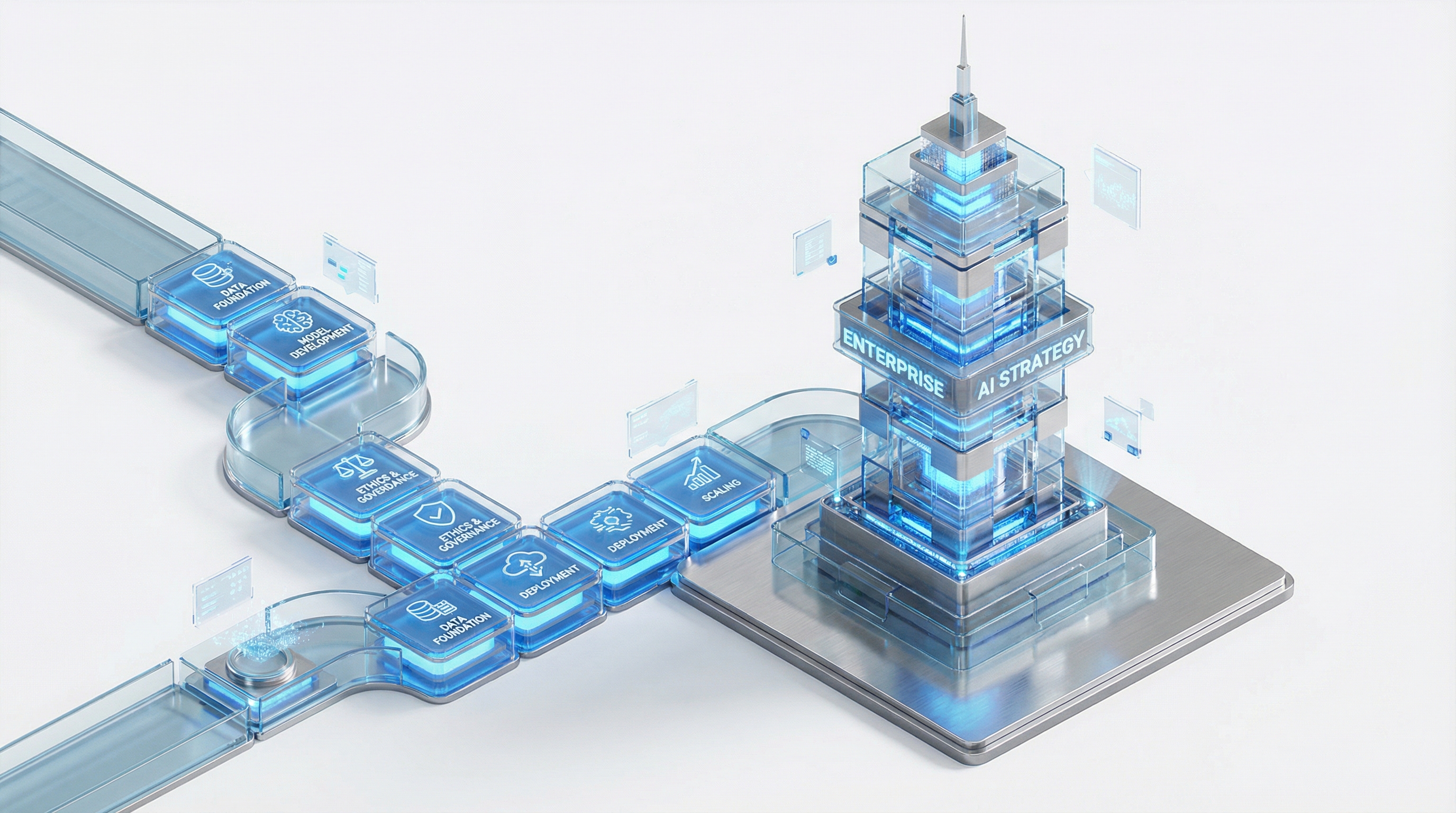 Enterprise AI Strategy roadmap highlighting governance, data culture, and business ROI