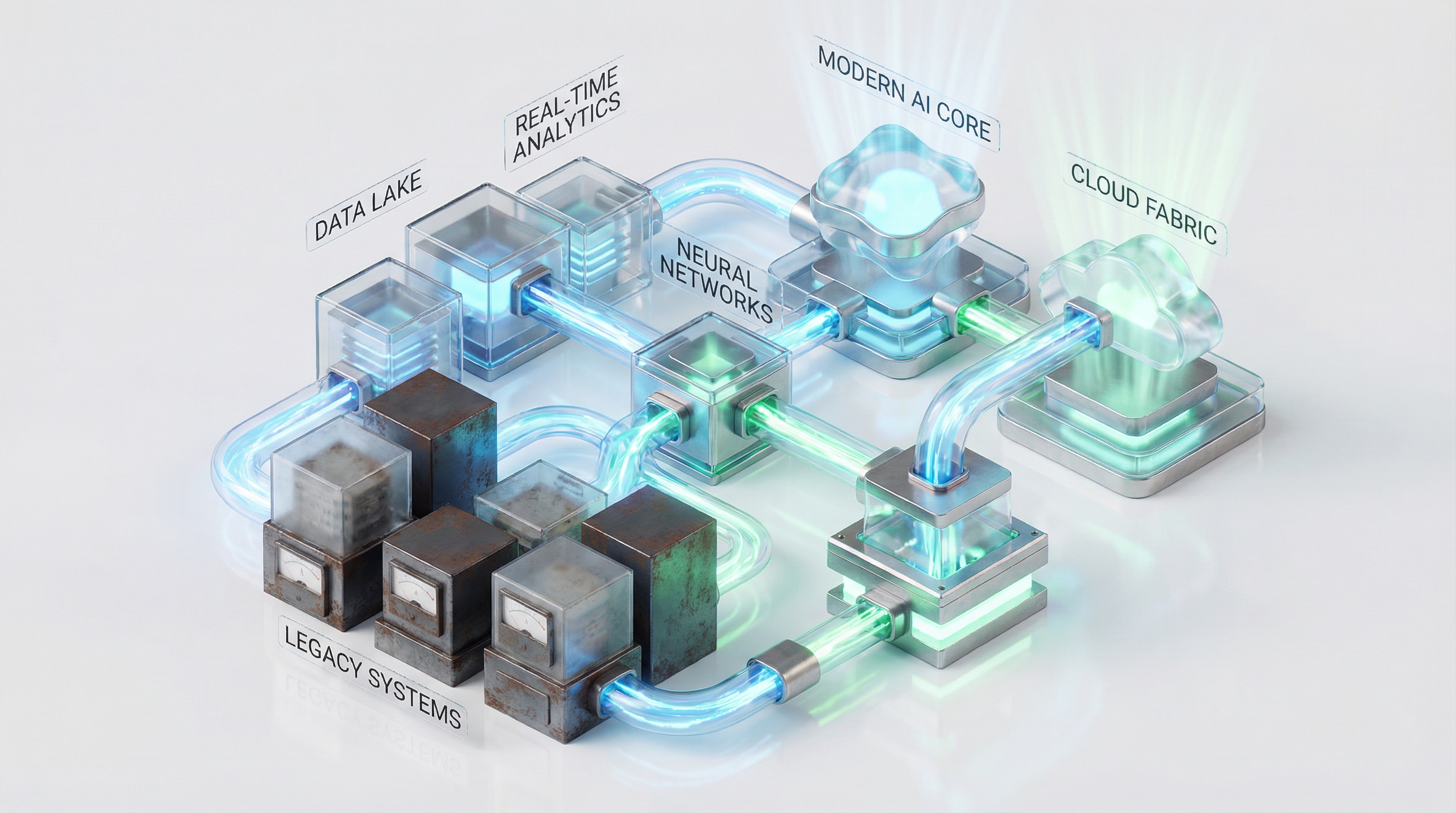 Chart comparing static legacy IT models with dynamic Enterprise AI strategy requirements