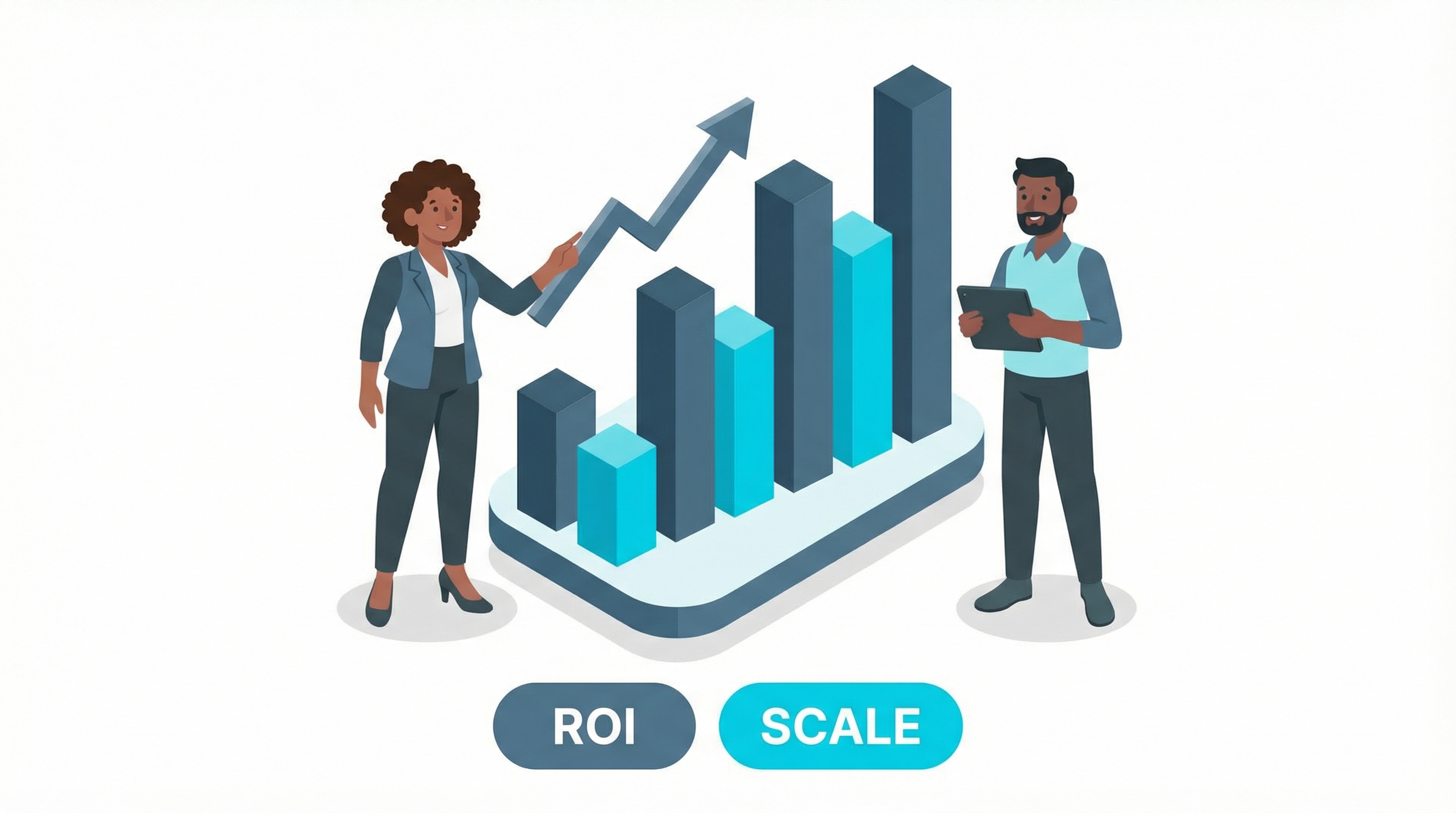 ROI analysis dashboard helping businesses find leads with AI for maximum revenue scaling