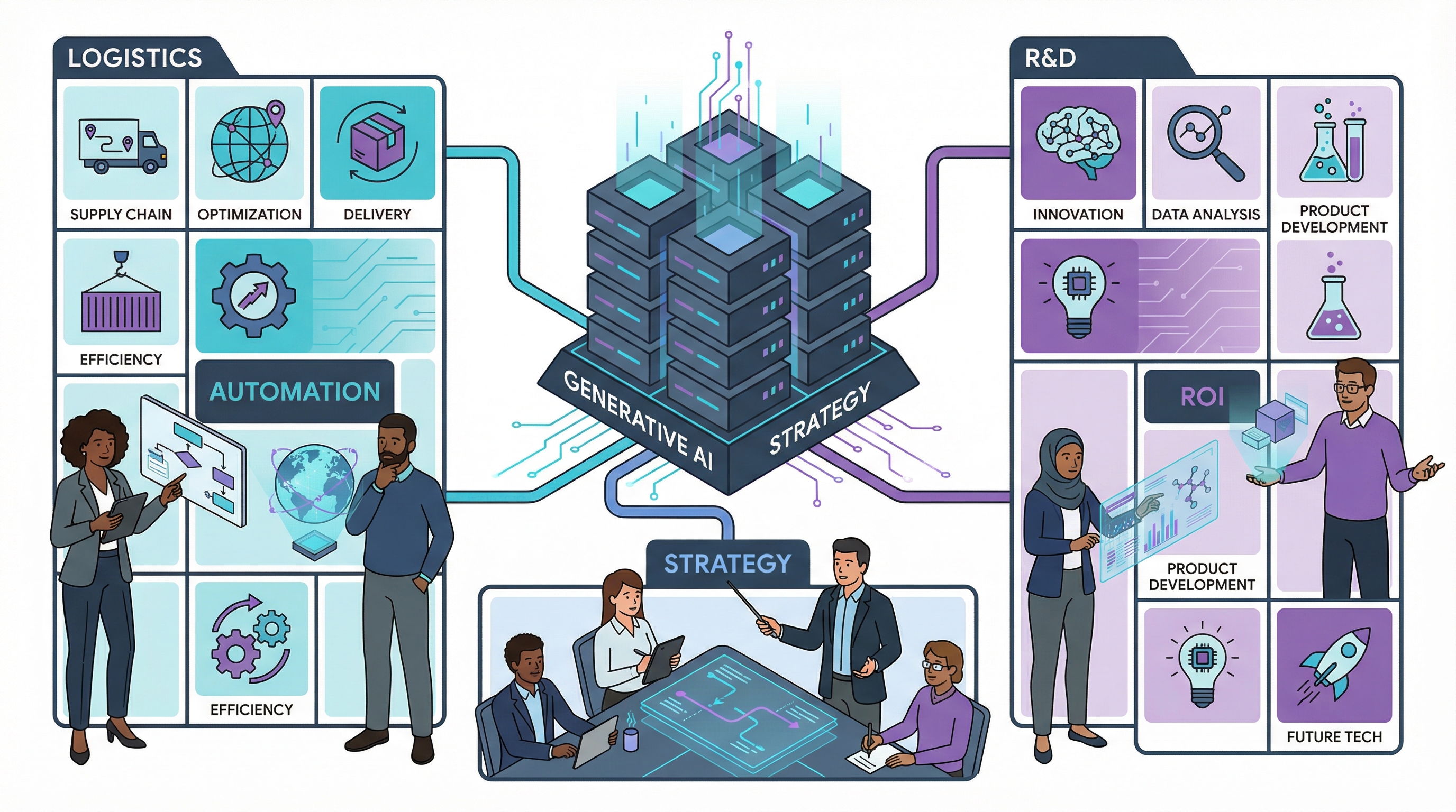 High-value use cases like supply chain digital twins for a Generative AI Strategy for Enterprise.