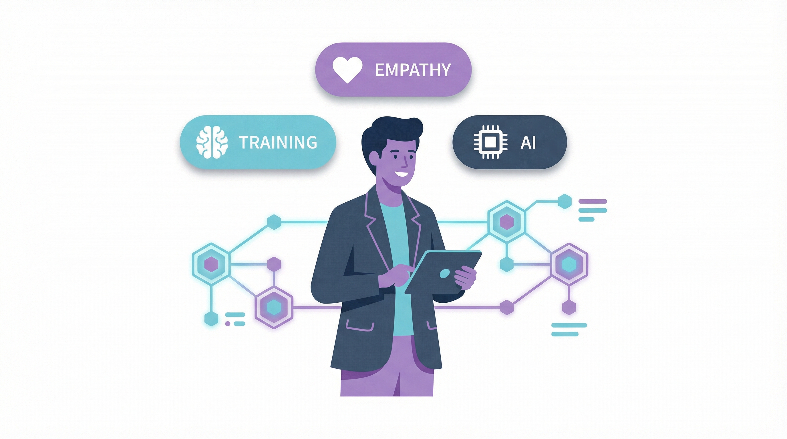 Modern agent training for reducing call center wait times through complex problem-solving skills.