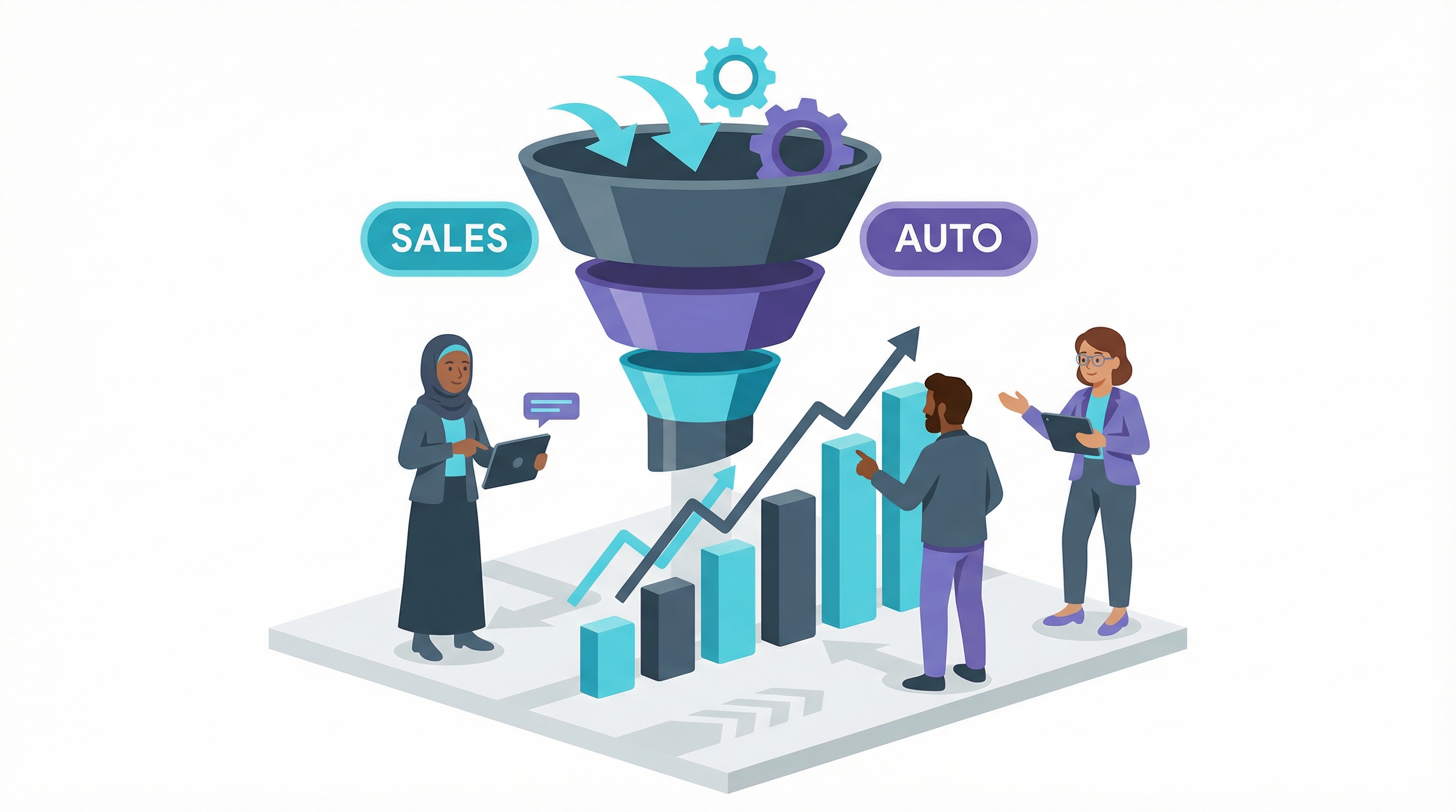 Graph displaying economic benefits and lead growth from sales funnel automation